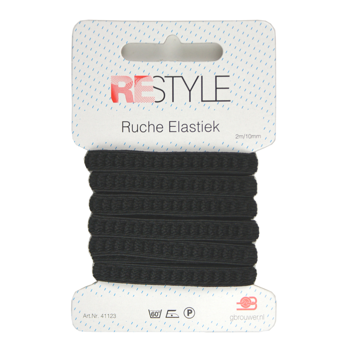 Böttger Stoffenwinkel - ReStyle Ruche Elastiek, 2m/10mm, zwart - 015.41123.000