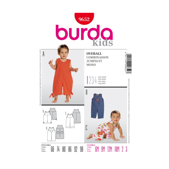Böttger Stoffenwinkel - overall en tuinbroekje (maat 68-98) Burda 9652 - burda9652