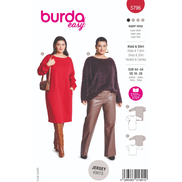 Böttger Stoffenwinkel - jurk en sweater (maat 44-54) Burda 5796 - Burda5796