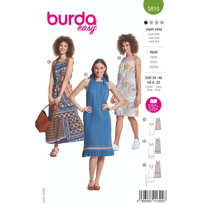 Böttger Stoffenwinkel - zomerjurk (maat 34-48) Burda 5810 - Burda5810
