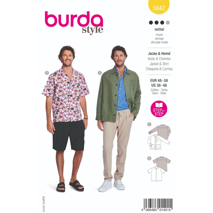 Böttger Stoffenwinkel - overhemd en jasje (maat 48-58) Burda 5842 - Burda5842