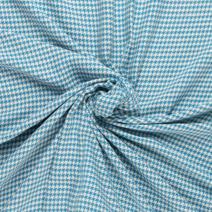 Böttger Stoffenwinkel - turquoise ivoor pied de poule couture bouclé stof - 62762