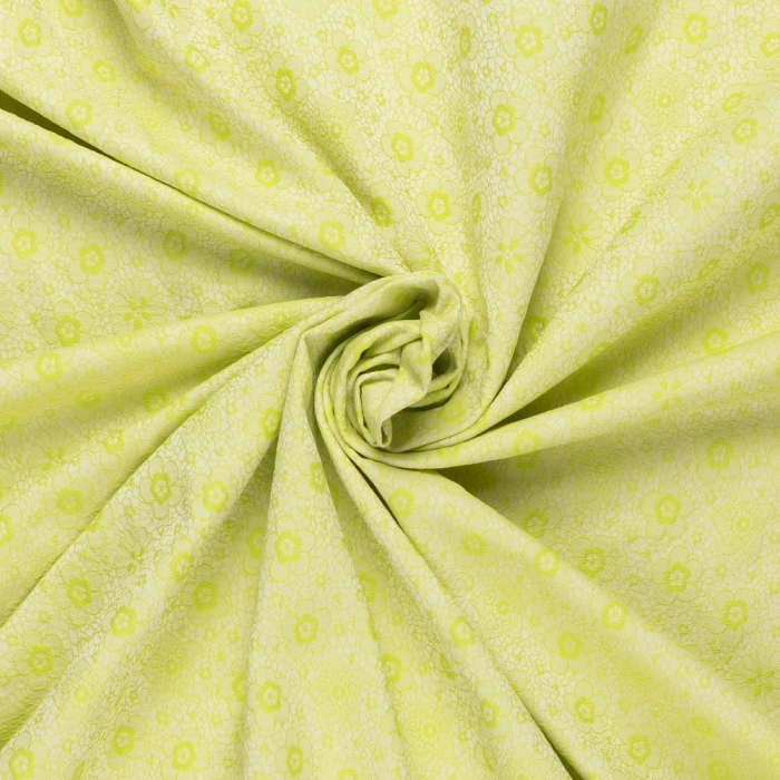 Böttger Stoffenwinkel - wit limoen groen jacquard met bloemen Italiaans import - 64069