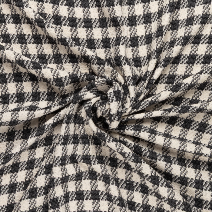 Böttger Stoffenwinkel - zwart ivoor pied de coque couture bouclé stof - 64361