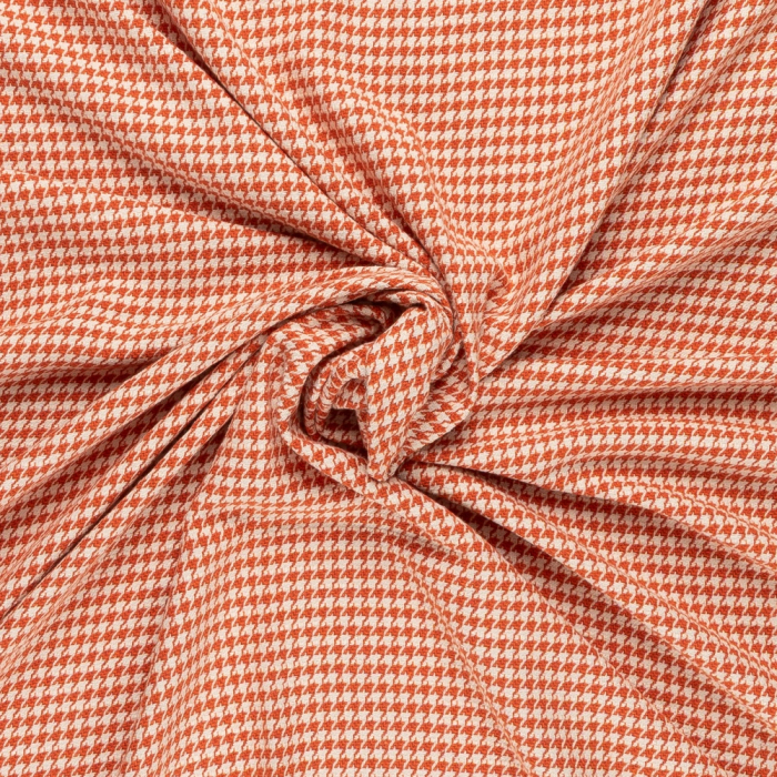 Böttger Stoffenwinkel - oranje ivoor pied de poule couture bouclé stof - 64364