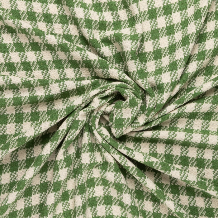 Böttger Stoffenwinkel - kiwi groen ivoor pied de coque couture bouclé stof - 64381