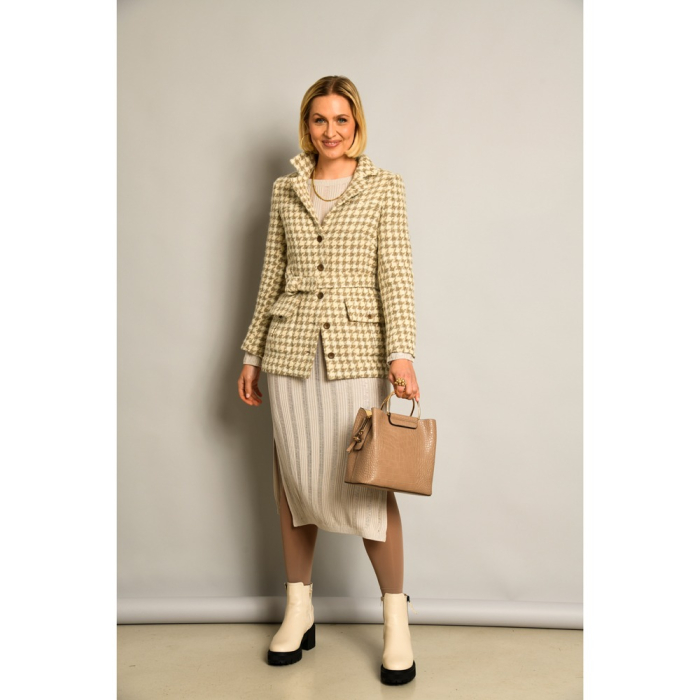 Böttger Stoffenwinkel - beige-bruin pied-de-POULE stof Italiaans import - 64594-FT