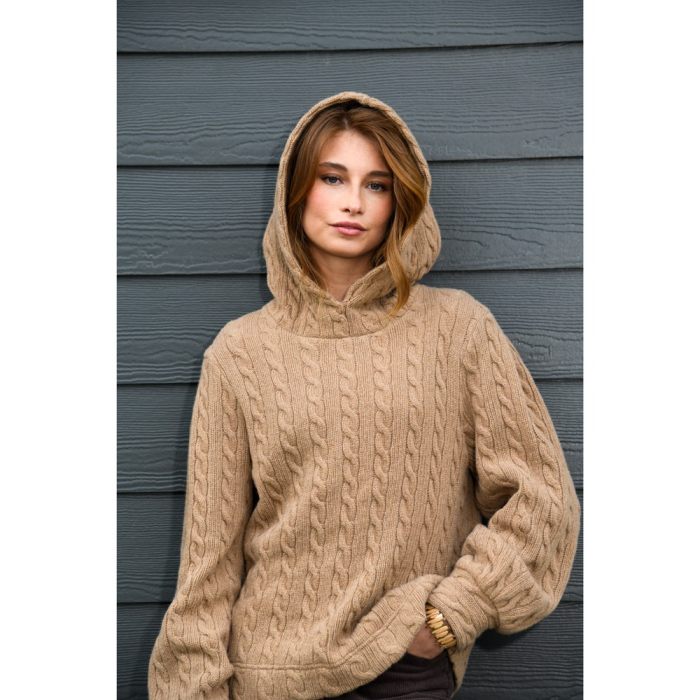 Böttger Stoffenwinkel - camel KABEL wollen jersey stof Italiaans import - 64614-FT
