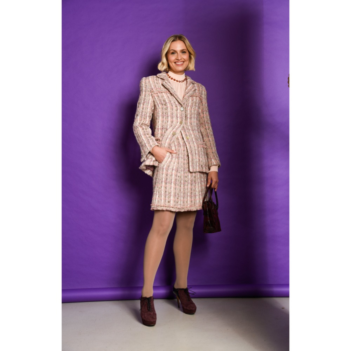 Böttger Stoffenwinkel - roze BOUCLE stof Italiaans import - 64639-FT