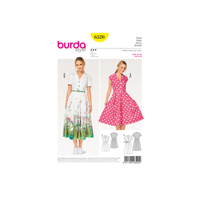 Böttger Stoffenwinkel - jurk (maat 34-46) Burda 6520 - burda6520