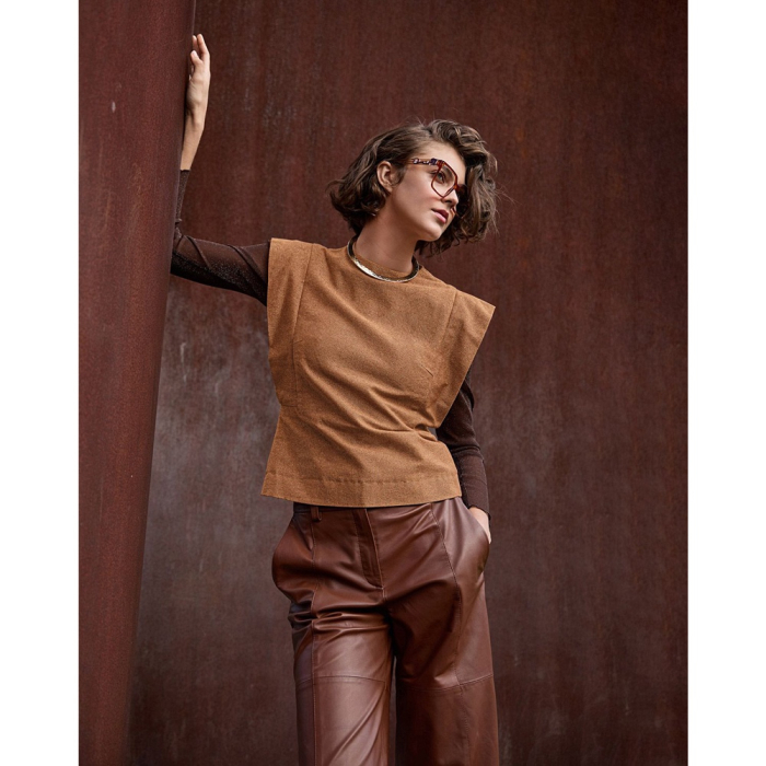 Böttger Stoffenwinkel - Bruin rayon (viscose) Italiaans import - 65483