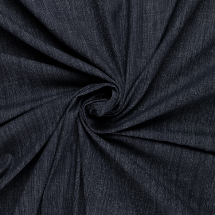 Böttger Stoffenwinkel - donker blauw stretch denim stof met slub effect Italiaans import - 65982