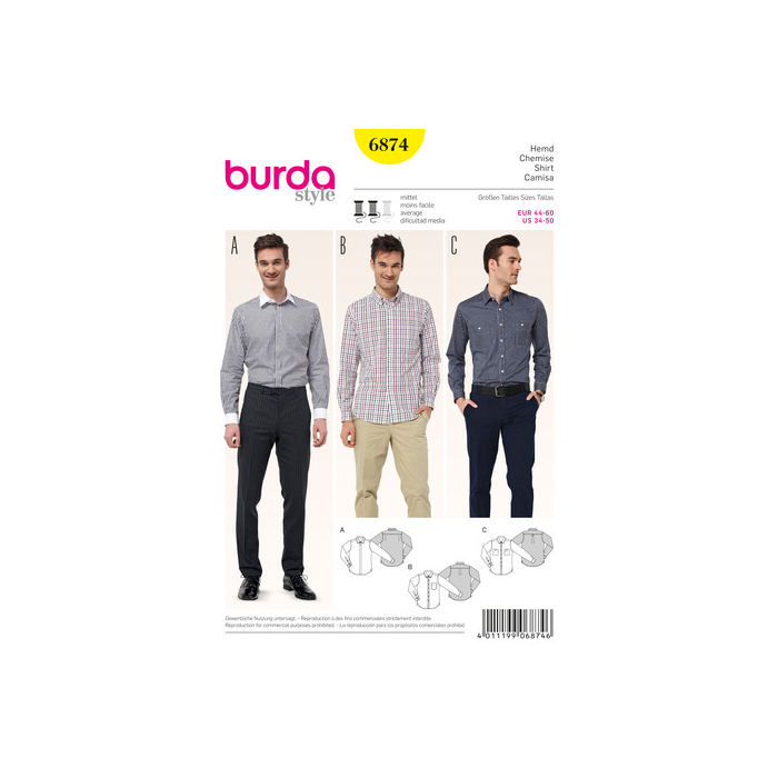 Böttger Stoffenwinkel - overhemd (maat 44-60) Burda 6874 - burda6874