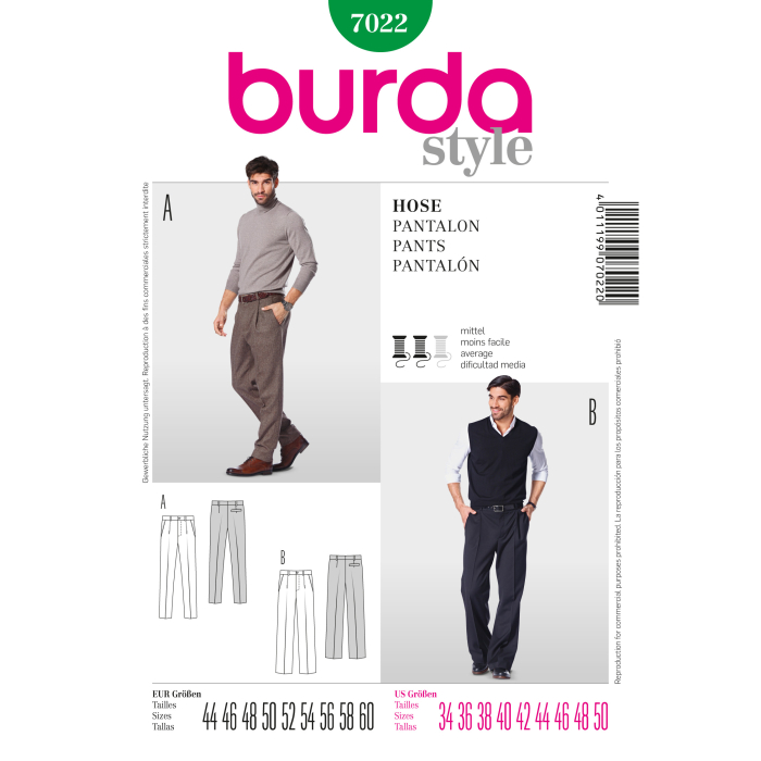 Böttger Stoffenwinkel - pantalon (maat 44-60) Burda 7022 - Burda7022