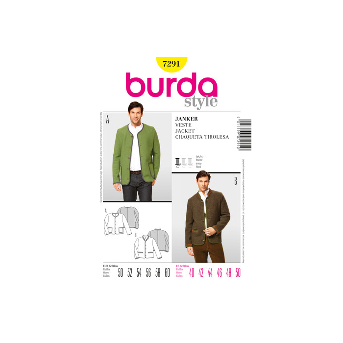 Böttger Stoffenwinkel - jasje janker (maat 50-60) Burda 7291 - burda7291