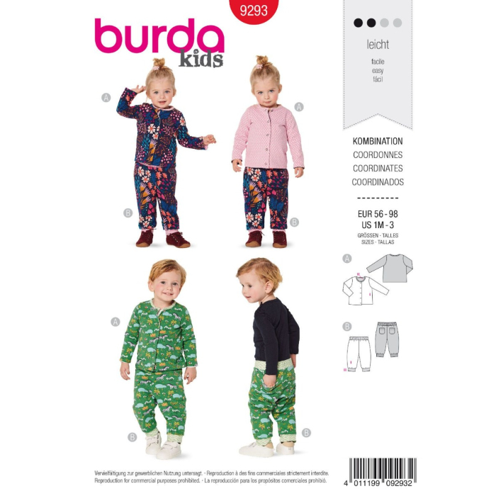 Böttger Stoffenwinkel - jasje en broekje (maat 56-98) Burda 9293 - Burda9293