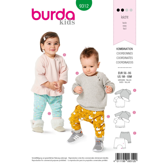 Böttger Stoffenwinkel - jas en broek (maat 56-86) Burda 9312 - burda9312