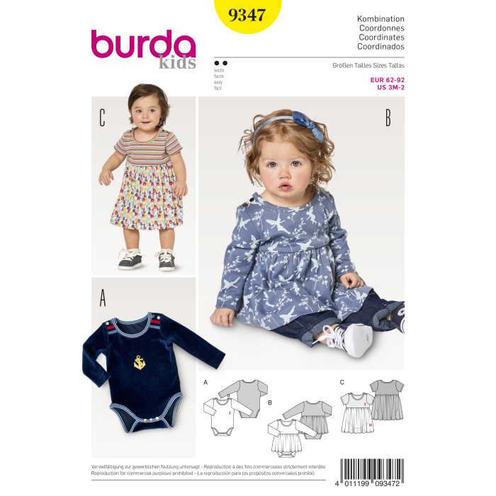 Böttger Stoffenwinkel - jurkje met rompertje (maat 62-92) Burda 9347 - burda9347