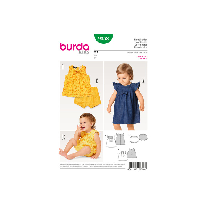 Böttger Stoffenwinkel - jurkje en broekje (maat 62-92) Burda 9358 - burda9358