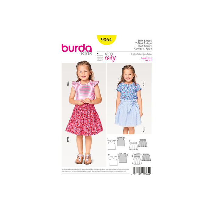 Böttger Stoffenwinkel - rokje en topje (maat 92-122) Burda 9364 - burda9364