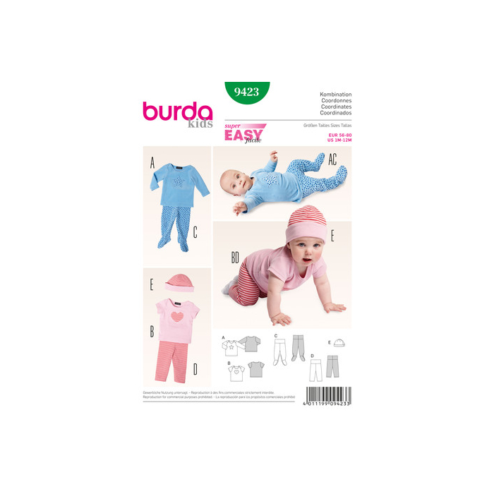 Böttger Stoffenwinkel - broekje, t-shirt en mutsje (maat 56-80) Burda 9423 - burda9423
