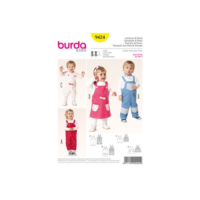 Böttger Stoffenwinkel - salopette, tuinbroekje en jurkje (maat 68-98) Burda 9424 - burda9424