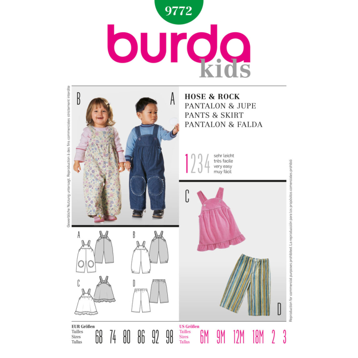 Böttger Stoffenwinkel - tuinbroekje, salopette, jurkje en broekje (maat 68-98) Burda 9772 - burda9772