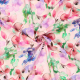 Böttger Stoffenwinkel - roze linnen stof met lila fuchsia aquarel bloemen - 62957