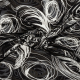Böttger Stoffenwinkel - zwarte stretch ticot stof met abstracte cirkels - LD33640