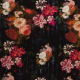 Böttger Stoffenwinkel - zwart stretch tricot met brique roze wit bloemdessin - 55108