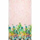 Böttger Stoffenwinkel - linnen panel roze gemeleerd groen blauw geel fantasie cactus dessin  - 56247