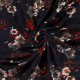 Böttger Stoffenwinkel - donkerblauw stretch tricot grijs rood room gebloemd met flock print - 57633