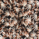 Böttger Stoffenwinkel - zwart katoen viscose blend linnenlook met brique room abstract bladdessin - 57878