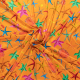 Böttger Stoffenwinkel - oranje stretch zijde met zeesterren dessin italiaans import - 58289