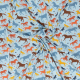 Böttger Stoffenwinkel - blauw pastel stretch jersey met gekleurd paarden dessin - 59779