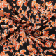 Böttger Stoffenwinkel - zwart satijn katoen stof met stretch met oranje abstracte bloemen - 61523
