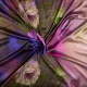 Böttger Stoffenwinkel - fuchsia viscose satijn met mosgroen, paars groot bloemmotief bedrukt stof - 65210