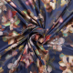Böttger Stoffenwinkel - koningsblauw viscose satijn met abrikoos, paars, grijs abstract gebloemd motief bedrukt stof - 65212