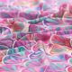 Böttger Stoffenwinkel - fuchsia cool viscose stof Italiaans import met roze turquoise groen waaier dessin - 65943