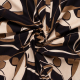 beige katoen met stretch met zwart bruin grafisch dessin