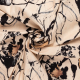 beige katoen met stretch met zwart bruin abstract bloem dessin