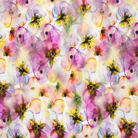 paars multicolor viscose stretch tricot stof aquarel bloemen