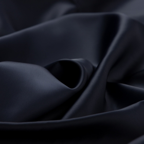 donkerblauw stretch satijn stof