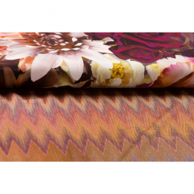 zigzag stretch tricot met gekleurde bloem print Italiaans import panel