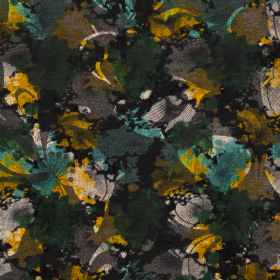 zwart mint groen geel grijs jersey met flock print