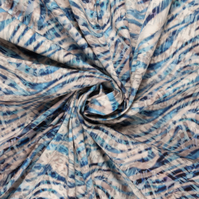 roomroze stretch satijn katoen met aqua kobalt grijs abstract dessin