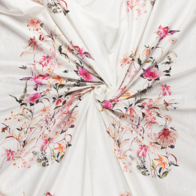 wit half linnen panel met gekleurd bloemdessin italiaans import 