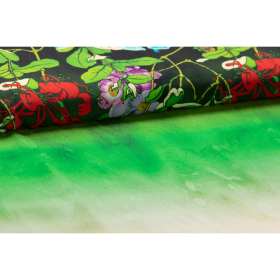 crepe viscose panel met rozen dessin Italiaans import