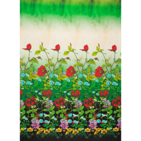 crepe viscose panel met rozen dessin Italiaans import