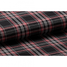 zwart grijs rood geruit wol blend tweed